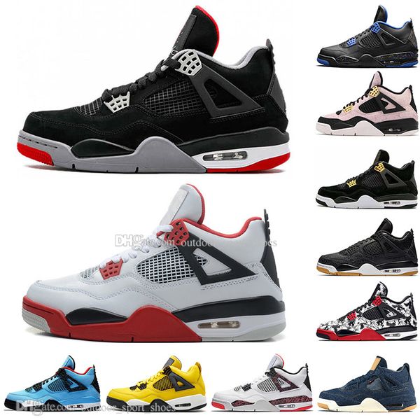 

discount bred 4 4s what the cactus jack laser wings mens basketball shoes denim blue tattoo pale citron men sports designer sneakers