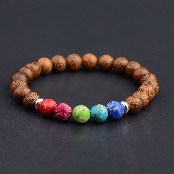 

amader 7 chakra women's wood&natural stone beads bracelet colorful summer bohemian bracelet men bileklik meditation abj021, Black