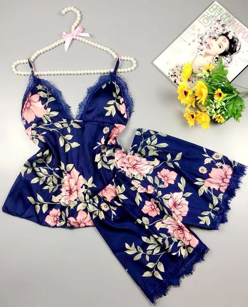 

spaghetti strap printing lace women pajamas v-neck with pad female summer pajama set summer fashion female sleepwear, Black;red