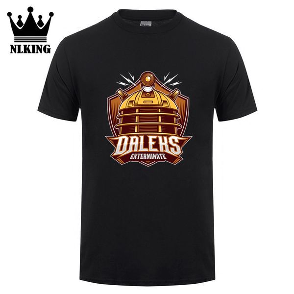 

dalek team exterminate t-shirts men dalek sports logo robots mazinger z short cotton sleeve tshirt codename doctor tees, White;black