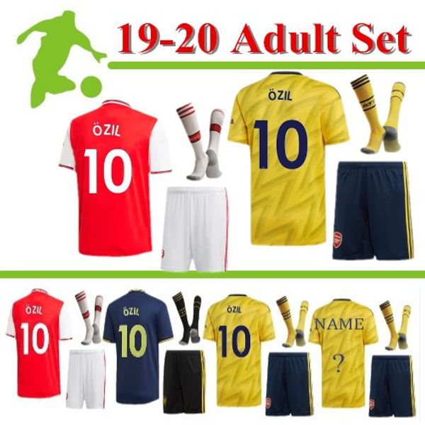 

men sets+sock uniform 2019 2020 football kits arsen nicolas ceballos henry soccer jersey 19 20 tierney camisetas de futbol football shirt, Black
