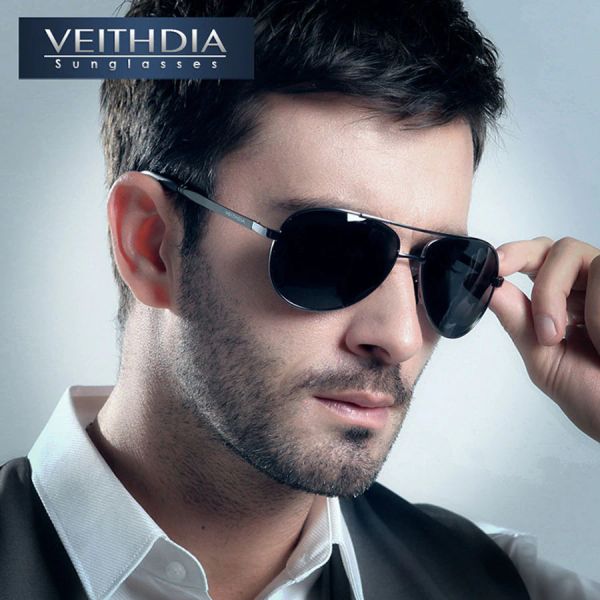 

luxury-veithdia yurta uv400 gafas de piloto gafas sol polarizadas los hombresde sol diseno logotipo de la marca de conduccion, White;black
