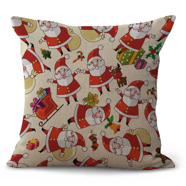 

merry christmas santa claus pillow case cushion cover christmas decorations linen cotton throw square pillow covers 15 colors custom free