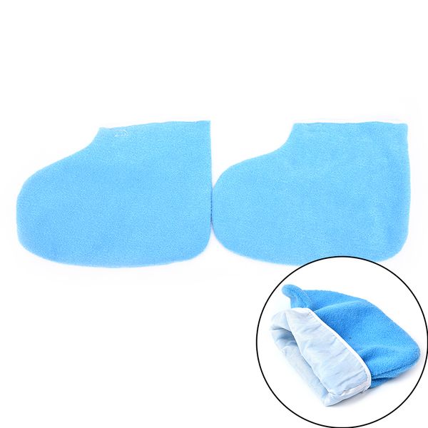 

1pair leg foot gloves blue paraffin wax protection for warmer wax heater mini spa pedicure sock, White;pink