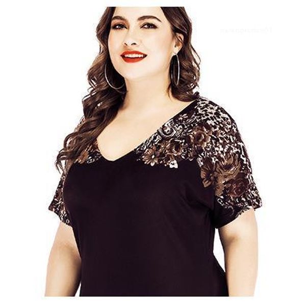 

плюс размер флора печатные платья лето v образным вырезом панелями платья повседневные дамы сплит блузка платья, White;black