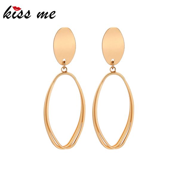 

kissme 2020 new minimalist drop earrings for women gift normcore worn gold color oval alloy earrings fashion jewelry accessories, Silver