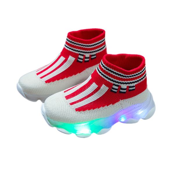 

toddler indoor sock led shoes newborn baby sneakers winter cotton baby girl sock with rubber soles infant cool shoes, Black