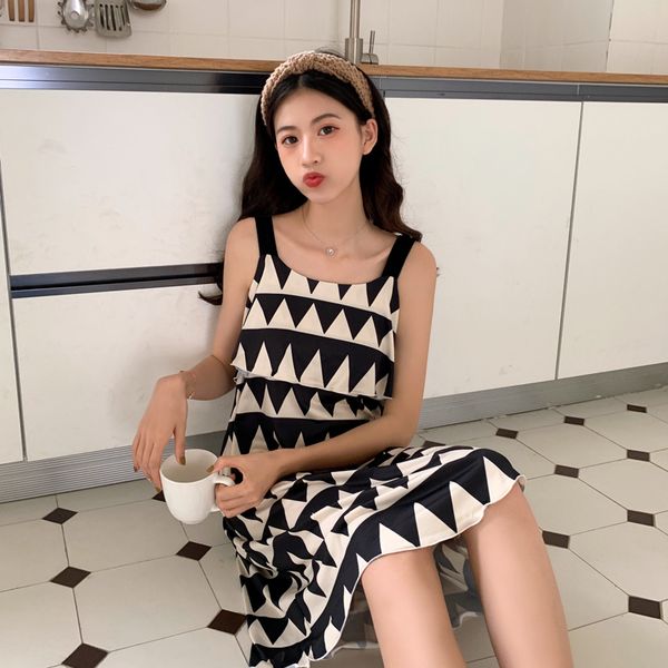 

newset 2019 summer autumn women nightgown home wear lovely nightgowns for women young girl sleepwear cotton nightgown shirt, Black;red