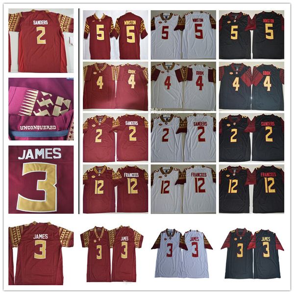 

mens fsu 3 derwin james 2 deion sanders deondre francois dalvin cook jameis winston florida state seminoles college ncaa football jerseys, Black;red