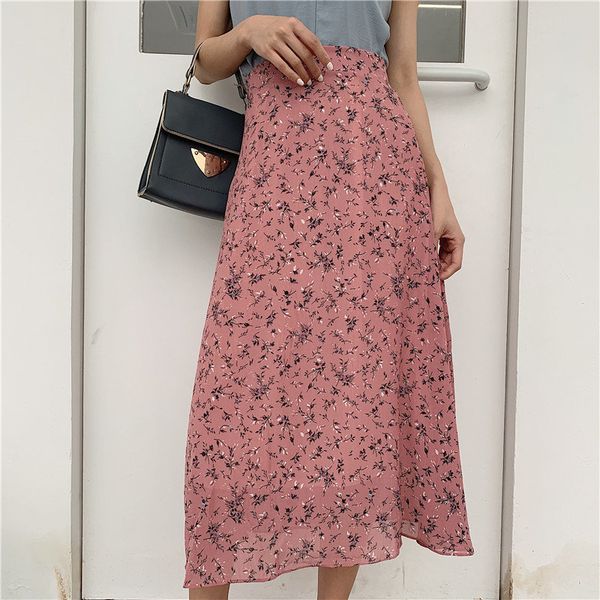 

hzirip all-match loose summer chic female 2020 slim large size florals gentle sweet women vintage mid-calf high waist skirts, Black