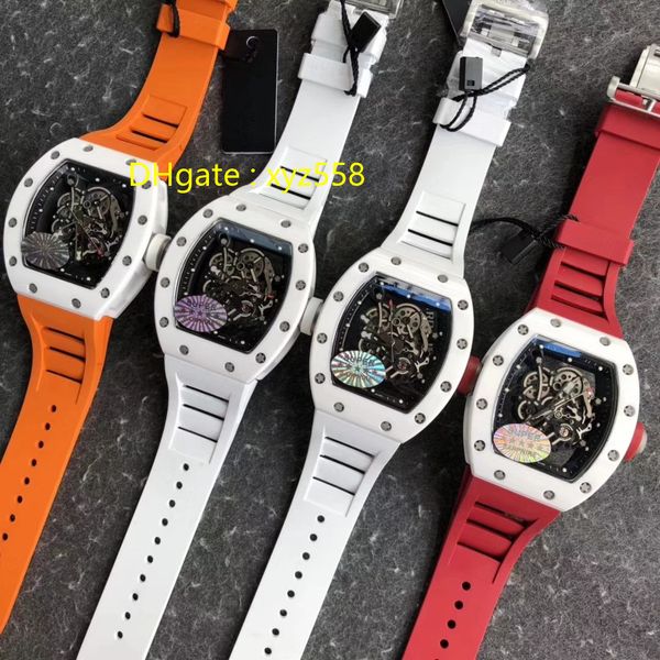 

quliaty mens watch num055 sport style ceramics watch caes automatic wristwatch nice rubber sapphire luxury watches for man swiss watches, Slivery;brown