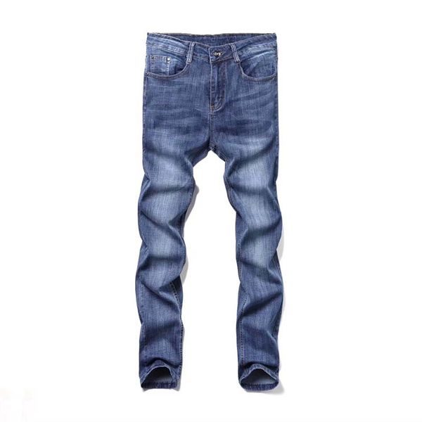 

autumn and winter denim blue jeans men's tide brand stretch slim korean version of the feet pants men's embroidery wild long pants