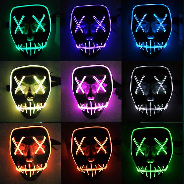 

led mask halloween party masque masquerade masks neon maske light glow in the dark mascara horror maska glowing masker