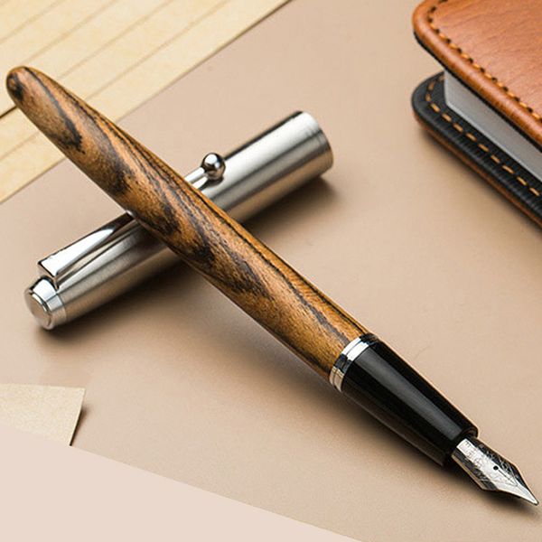 

wood fountain pen 0.38/0.5/0.8mm iridium vulpen writing pluma feather parallel pen office school art supplies