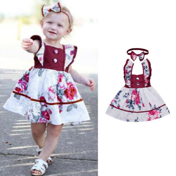 

Pudcoco 2019 Cute Kids Baby Girls Floral Sleeveless Dress Party Princess Dresses Summer Cute Clothes