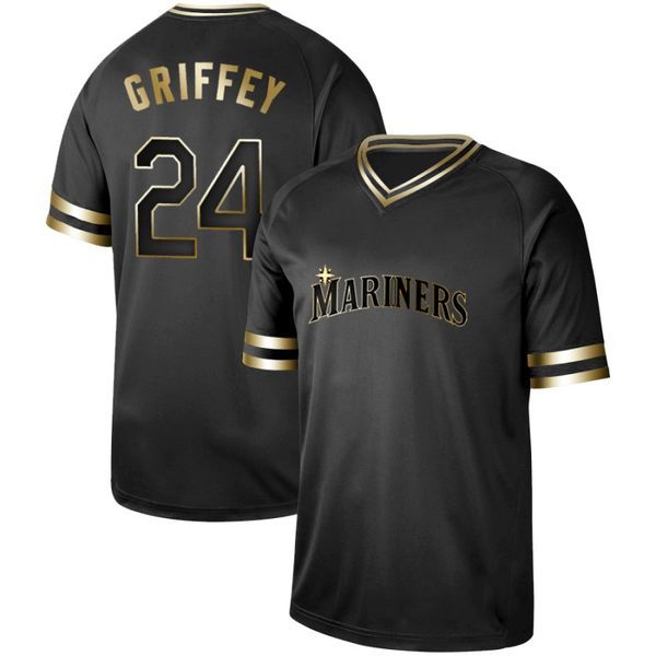 

Mens Seattle Black Gold 24 Ken Griffey Jr. 51 Ichiro Suzuki 11 Edgar Martinez 16 Domingo Santana Felix Hernandez Mariners Baseball Jerseys