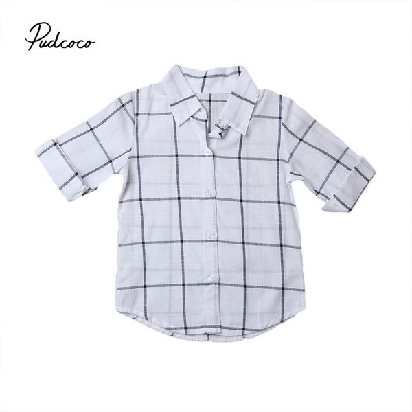 

pudcoco baby girls shirts 2017 kids fashion baby boy clothes spring autumn plaid blouse shirt for girls kids cotton shirt, White;black