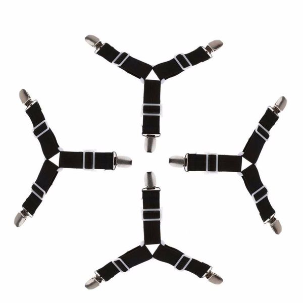 

4pcs adjustable triangular bed mattress sheet metal clips grippers straps table cloth fasten suspender fastener holder