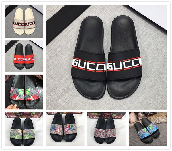 

De igner rubber lide andal bloom green red white web fa hion men women hoe beach flip flop with flower box duty bag gg lipper