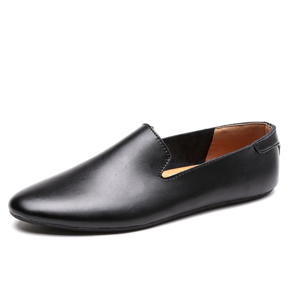 

quaoar spring autumm casual loafers shoes for men classics concise light flat slip on shoes fashion leisure driving, Black