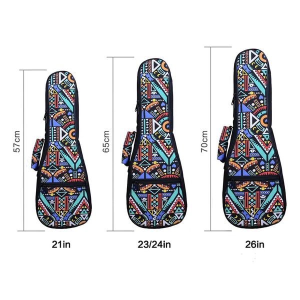 

double strap hand folk ukulele carry bag cotton padded case for ukulele guitar parts accessories,blue-graffiti