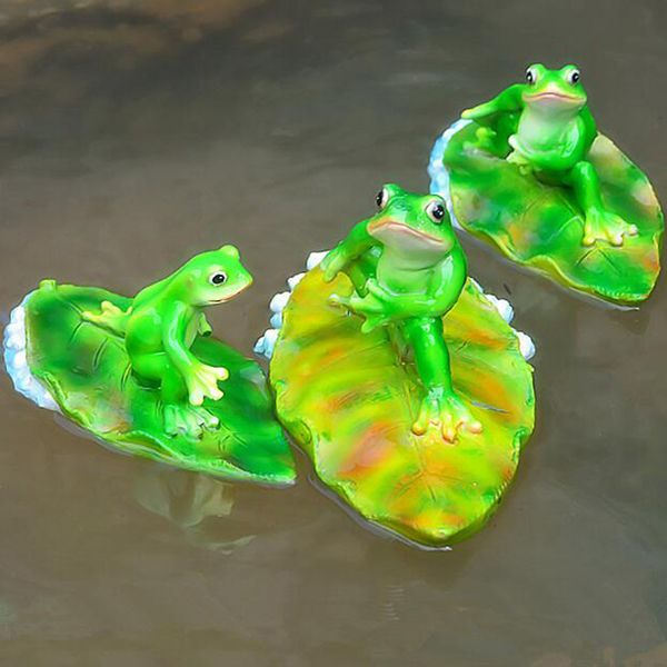 

artificial lotus leaf frog water floating ornament pond decor 3 types