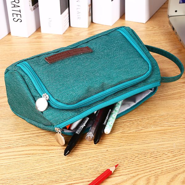 

pen case storage bag canvas big capacity gifts protection furl simple supplies student pencil school durable