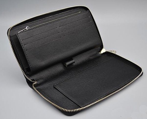 

luxury famous classic standard wallets fashion leather long purses moneybags zipper pouch coin pockets note compartment clutch, Red;black