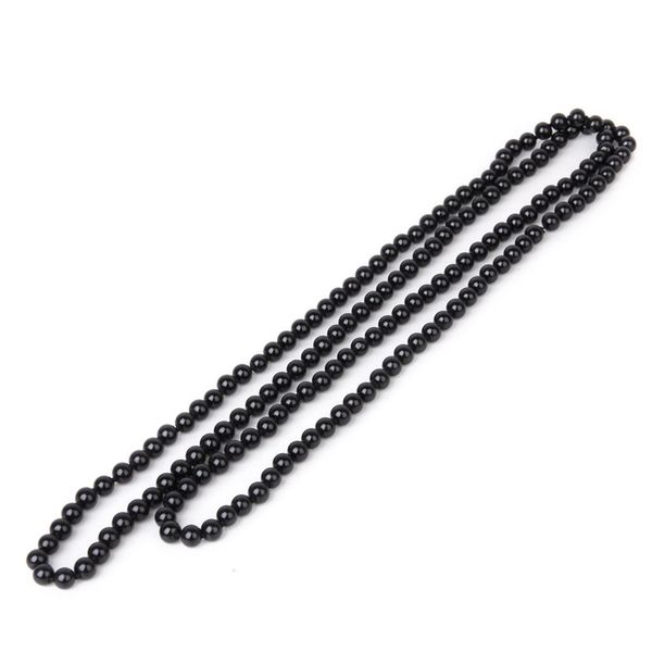 

fashion faux pearl long sweater chain necklace--black, Silver