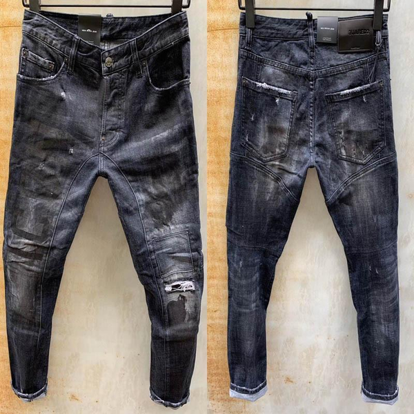 

2020 new arrival d2 design icon men denim short jeans embroidery pants fashion holes trousers asian size 29-36 a7f1f#, Blue