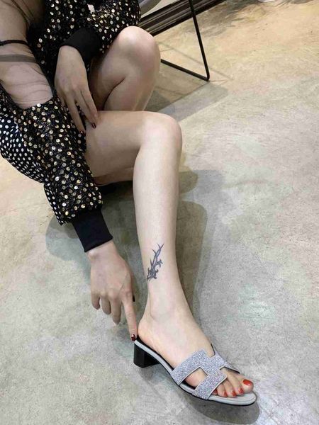 

new high-end brand summer ladies sandals leather women's crystal diamond high heel slippers 34-41 yards ing, Black