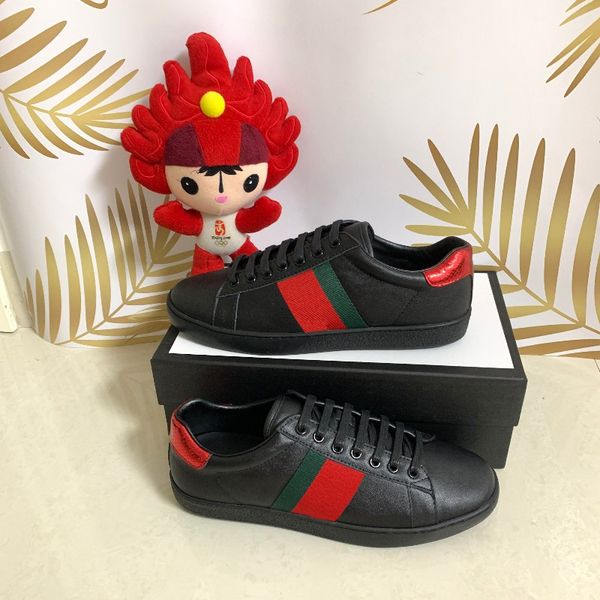 

original box designer men shoes women luxury designer sports shoes men ace shoes black black green red and green stripes 35-47, White;red