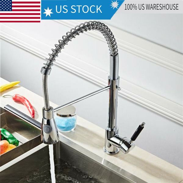 

kitchen spring single outlet faucet sink pull down spray mixer tap all copper ship from usa
