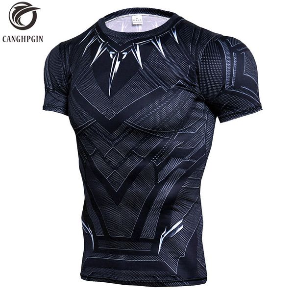 

rashgard man short sleeve sport shirt men black panther 3d t shirt compression men's running t-shirts fitness top, Black;blue