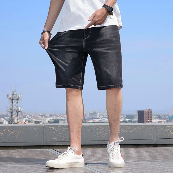 

large size 30-46 summer shorts jeans men denim pants stretch blue/dark grey fashion design men's jeans straight male short