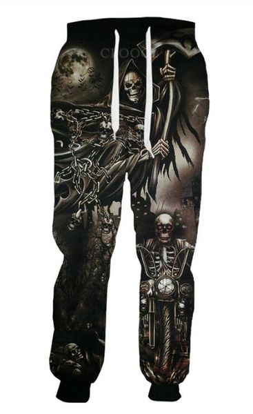 

новая мода мужчин / женщин черепа косой смешные 3d печати брюки hip hop sweatpants, Black