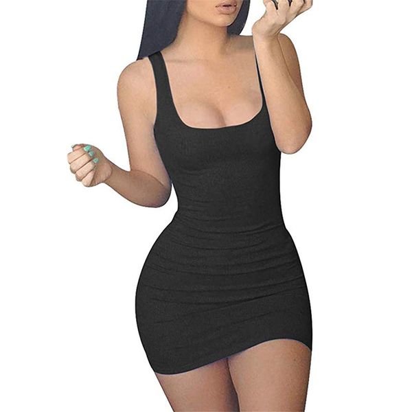 

Women Casual Summer Sleeveless Mini Sexy Bodycon Tank Club Dress Low Neck Drop Shipping Size S-XL