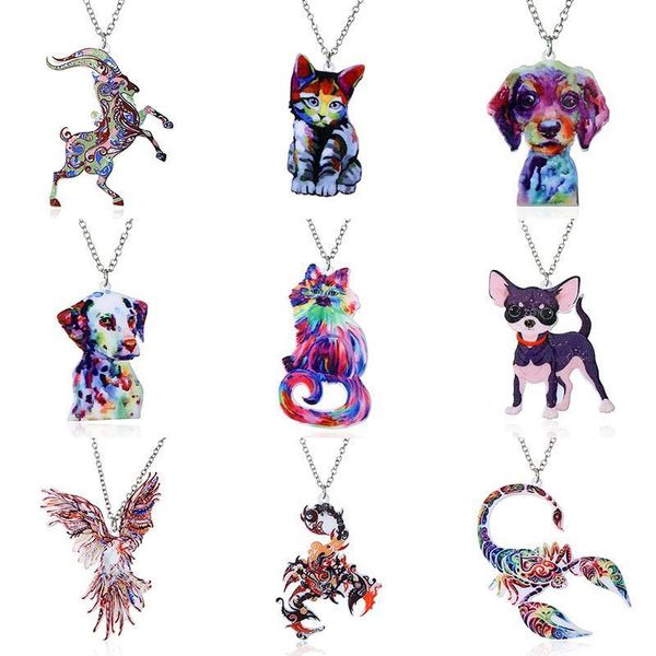 

pendant second gram force heat transfer acrylic necklace fashion animal sweater chain necklace, Silver
