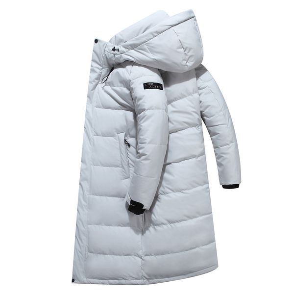 

90% white duck down jacket men hooded thick windproof waterproof long down coat russia winter jacket men -30 degree male parkas, Black