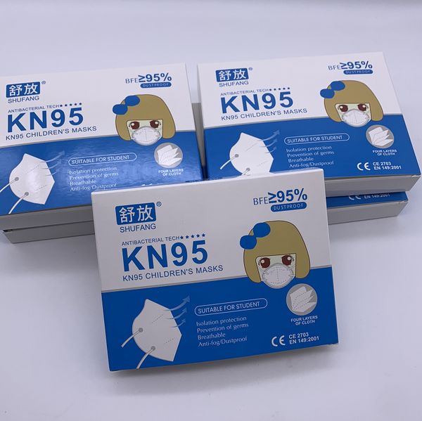 

disposable kids kn95 face mask respirator 5-layers with breathing valve for 4-10 years children anti-virus exhaust gas pollen allergy ce