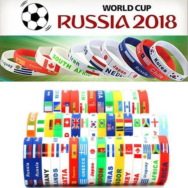 

2018 russia world cup sports bracelets many countries national flags silicone wristband for football soccer fans souvenir sports wrist
