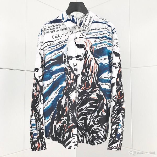 

virgin graffiti art printed plaid polka dot мужская рубашка с длинными рукавами повседневные рубашки для мужчин slim fit мужские рубашки cam, White;black