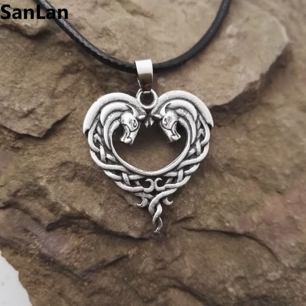 

fantasy celtic horse lords necklace bronze celtic horse heart necklace sanlan t190702, Silver