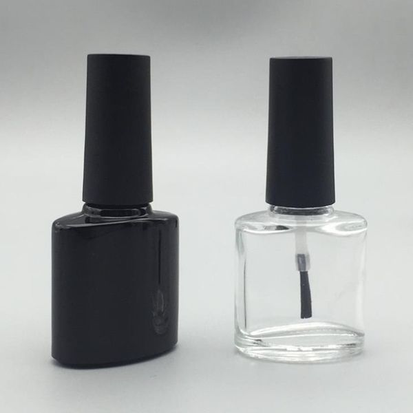 Bottiglie di olio per smalto per unghie in vetro vuoto da 10 ml nero trasparente con bottiglie di vetro con tappo a pennello nero per colla spedizione veloce F2742