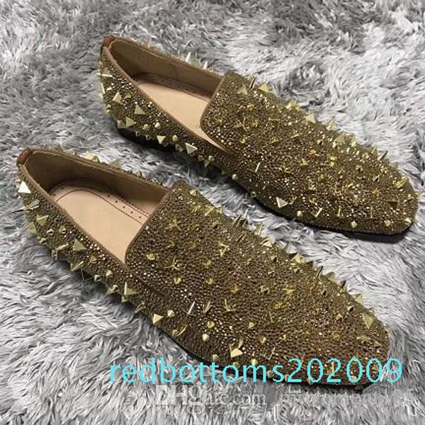 

brand red bottom loafers luxury party wedding designer black patent leather suede spikes studded dress casual shoes for mens shoes r09