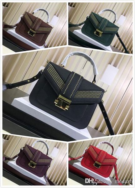 

2019 new women messenger bags fashion pu leather handbags lady rivet handbag shoulder crossbody black red tote bag party
