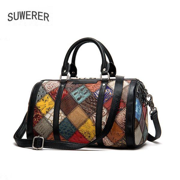 

suwerer women genuine leather bag real cowhide boston bag handbags women bags handbag