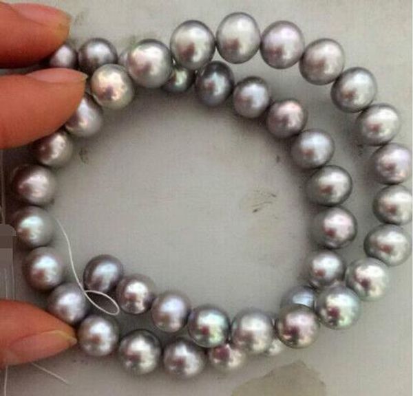 

awesome 10-11mm gray silver pearl necklace 18 inches