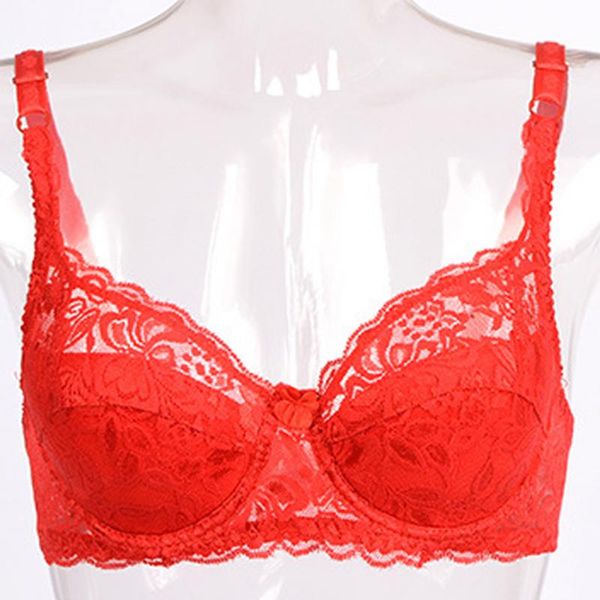 

new ultra-thin breathable lace comfortable adjustable push up bra for women b cup 70b/ 75b/ 80b/ 85b/ 90b, Red;black