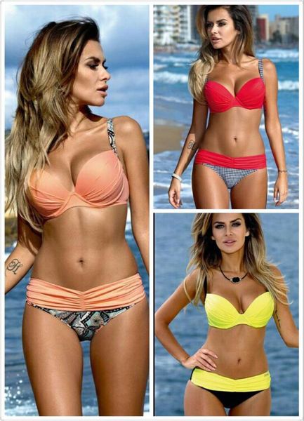 

push up swimwear 2019 new bikinis women swimsuit female summer solid bikini set beach swim wear bathing suits biquini, White;black